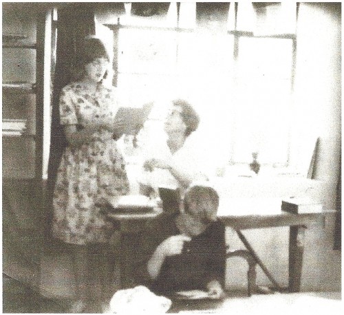 The photograph above was taken in about 1965 inside the Presbyterian Church in Jemez Springs, where the original library was located before moving to a “donated” room in the Jemez Mountains Electric Coop building. Patricia Evilsizer (assistant librarian) stands next to Grace Swetnam, seated. Jim Swetnam is at the table in the foreground. In addition to Patricia, Lupe Casaus also served volunteered as an assistant librarian.
